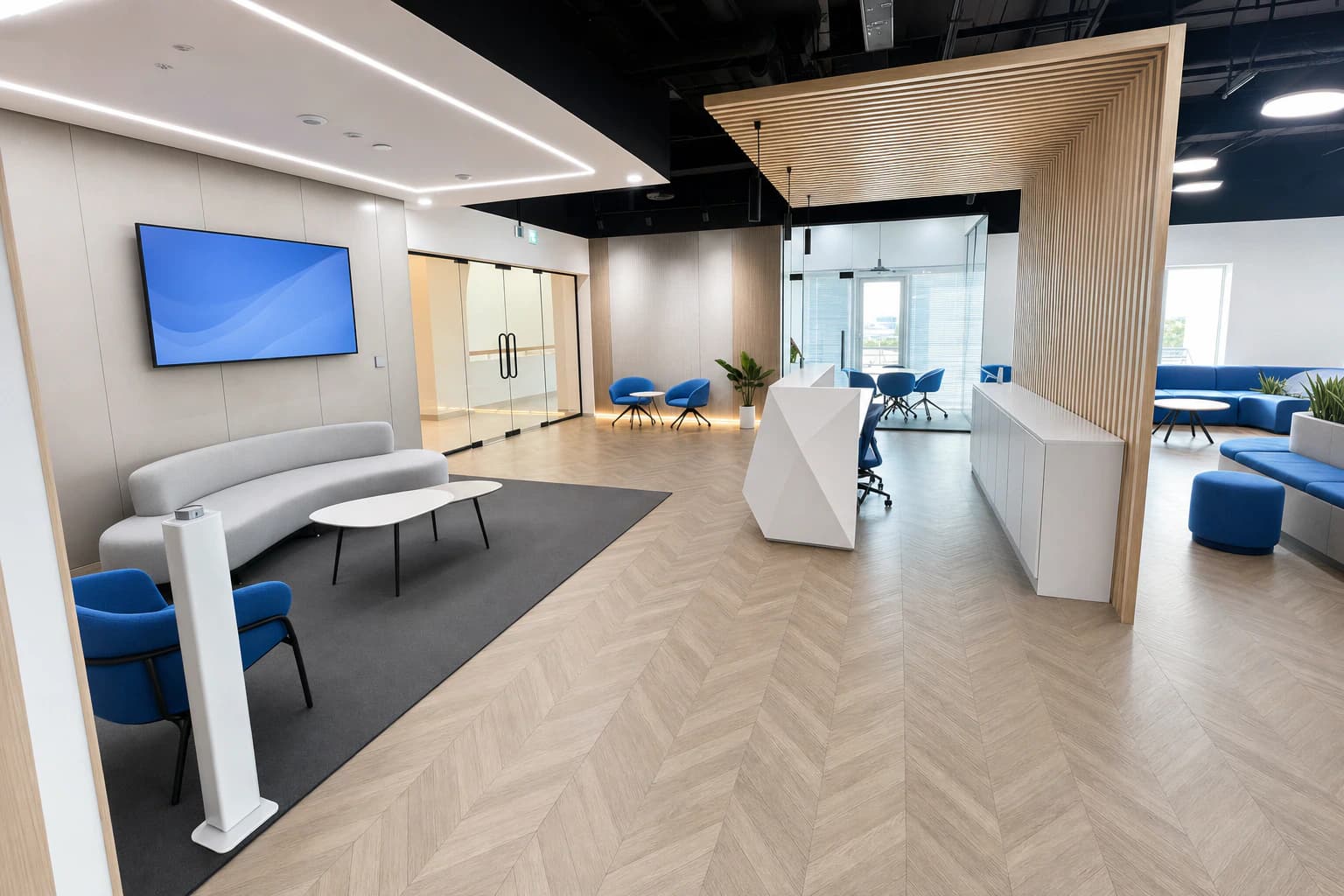 Edushaper reception with welcome desk and waiting area